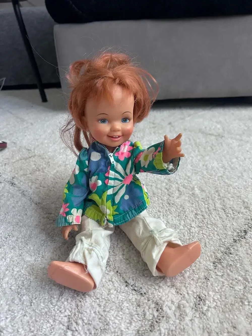 Vintage 1970s Ideal Cinnamon Doll with Growing Hair and Original Floral Outfit